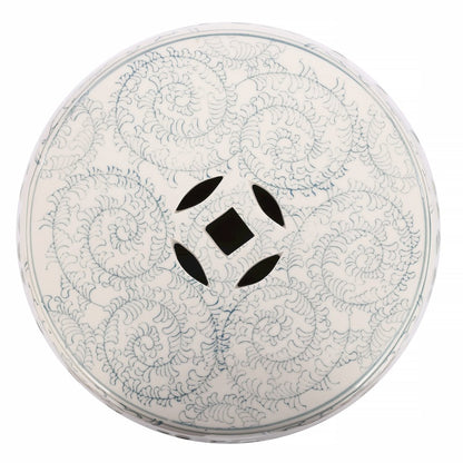 Double Chinoiserie Ceramic Drum Garden Stool