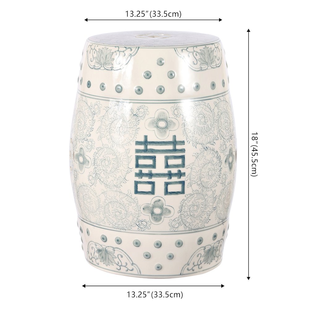 Double Chinoiserie Ceramic Drum Garden Stool