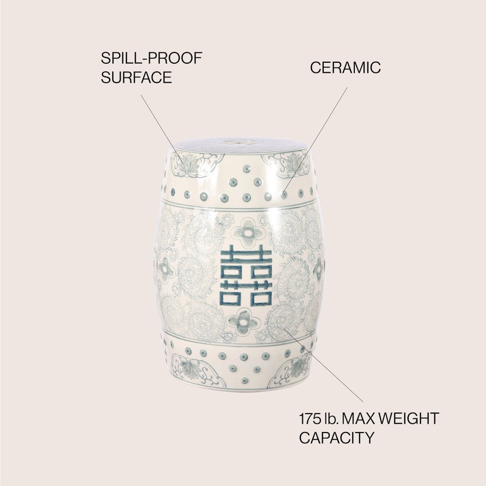Double Chinoiserie Ceramic Drum Garden Stool