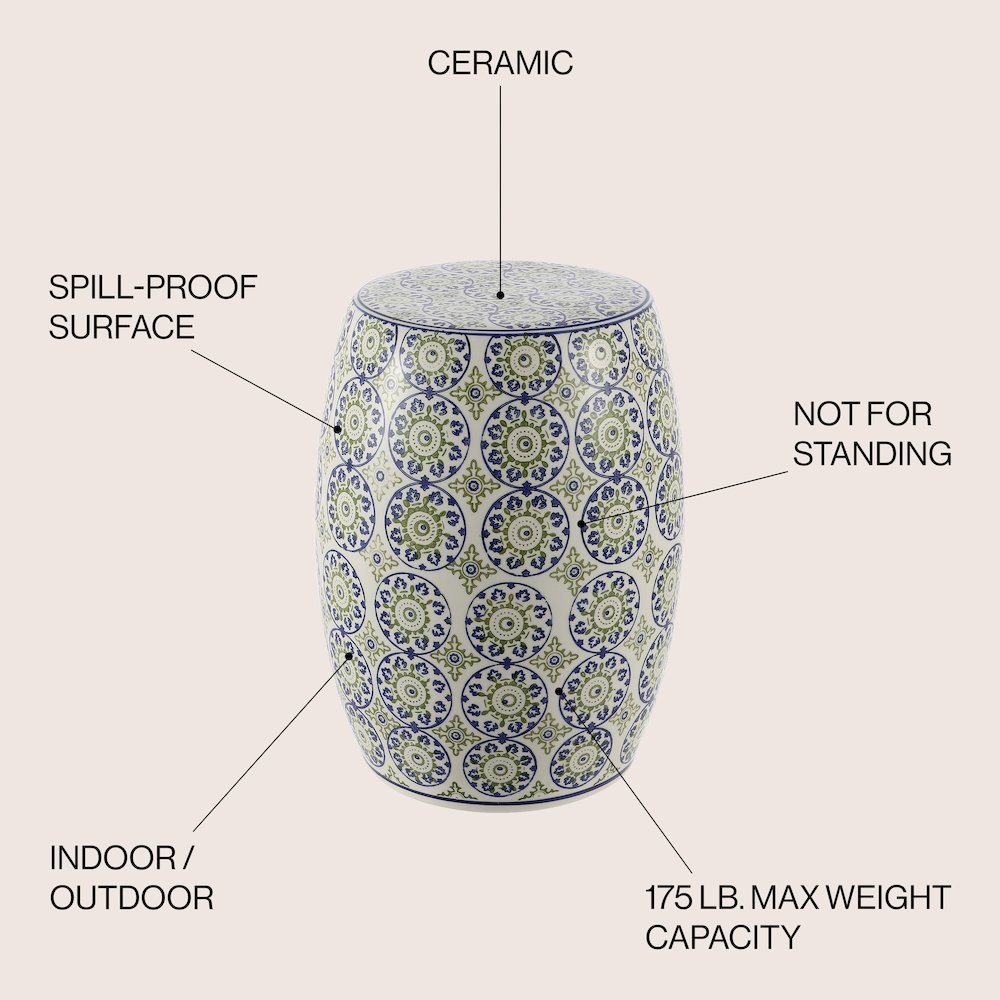 Lula Suzani Ceramic Garden Stool