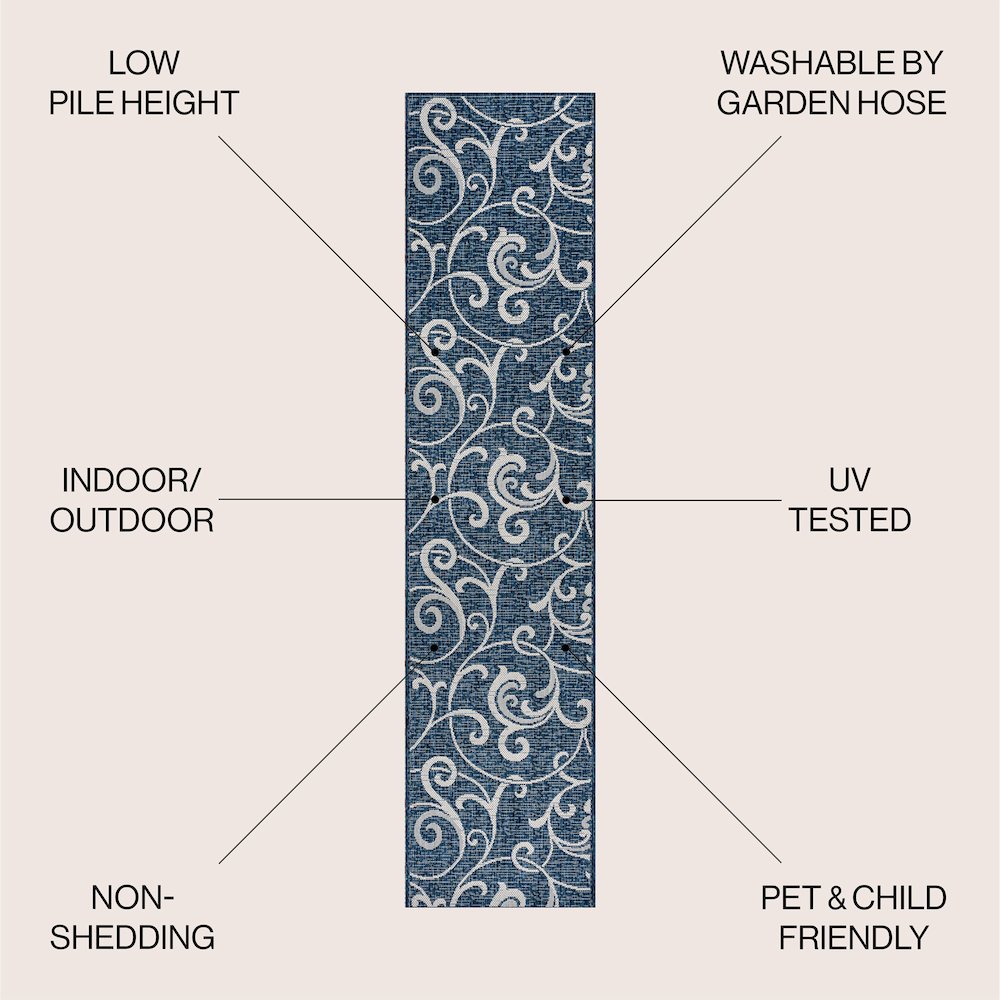 Maribel Traditional Classic All-Over Scroll indoor/Outdoor Area Rug