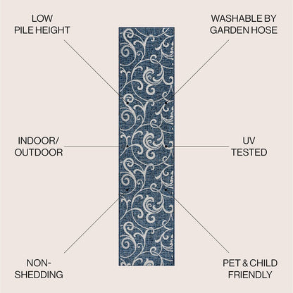 Maribel Traditional Classic All-Over Scroll indoor/Outdoor Area Rug