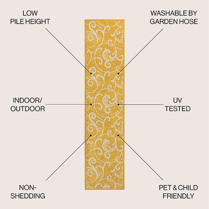 Maribel Traditional Classic All-Over Scroll indoor/Outdoor Area Rug