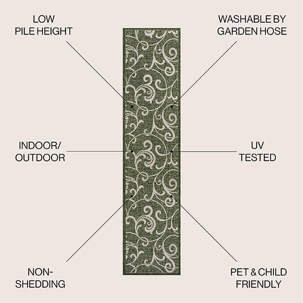 Maribel Traditional Classic All-Over Scroll indoor/Outdoor Area Rug