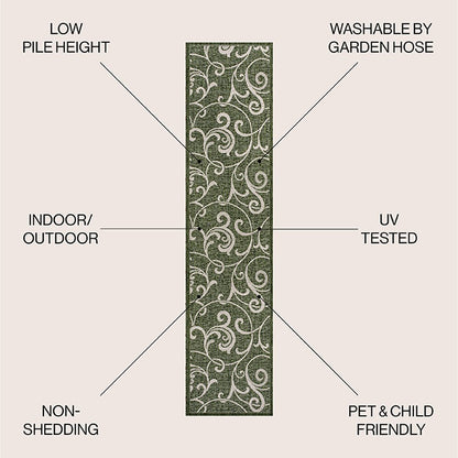 Maribel Traditional Classic All-Over Scroll indoor/Outdoor Area Rug