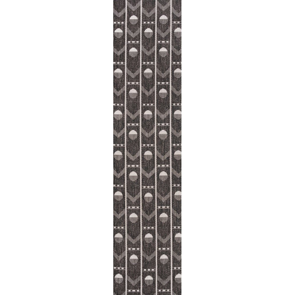 Soren Modern Geometric Black/Cream 2 ft. x 8 ft. Indoor/Outdoor Runner Rug