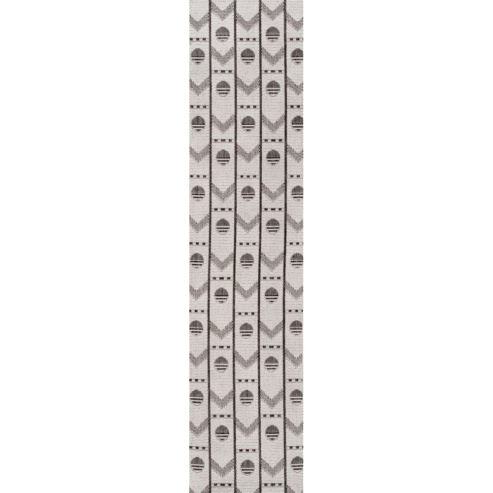 Soren Modern Geometric Cream/Black 2 ft. x 8 ft. Indoor/Outdoor Runner Rug