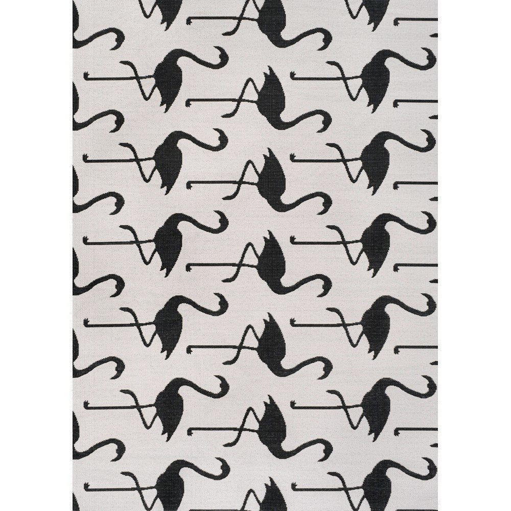 Flamingos Two-Tone White/Black 3 ft. x 5 ft. Indoor/Outdoor Area Rug