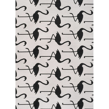 Flamingos Two-Tone White/Black 3 ft. x 5 ft. Indoor/Outdoor Area Rug