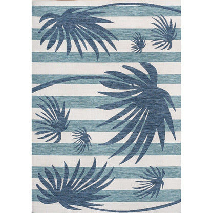 and Palm Leaf Navy/Cream 3 ft. x 5 ft. Indoor/Outdoor Area Rug