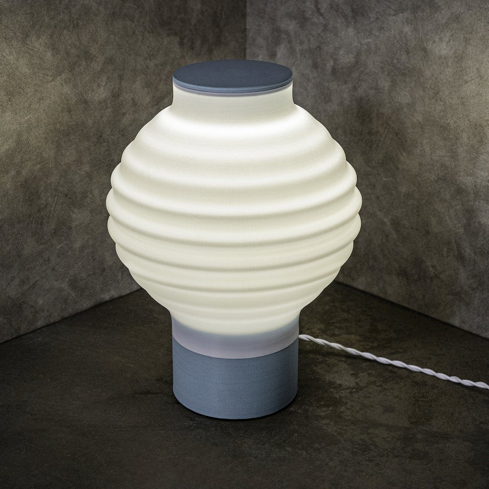 Traditional Plant-Based Pla 3D Printed Dimmable Led Table Lamp, White/Blue
