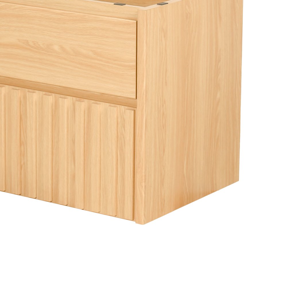2-Drawer Wall Mounted Bath Vanity Cabinet Only (Sink Basin Not Included), Oak
