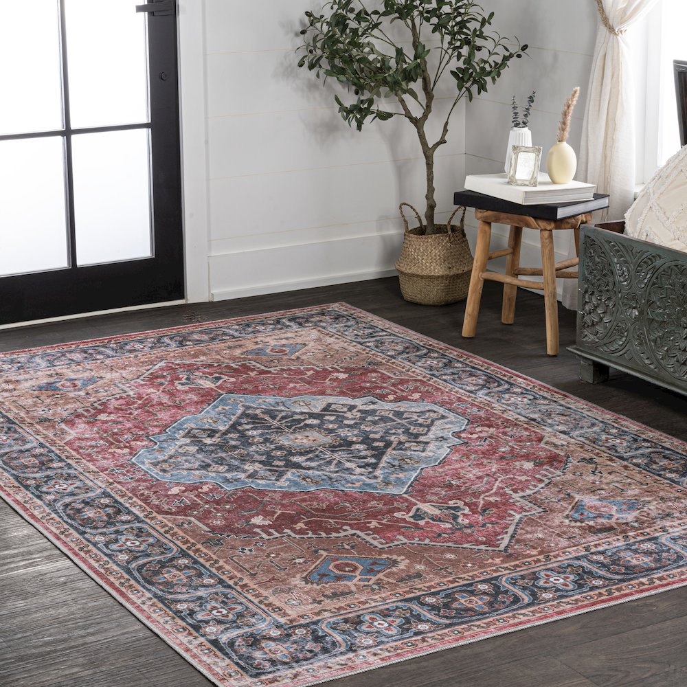 Alacati Ogee Medallion Machine-Washable Area Rug