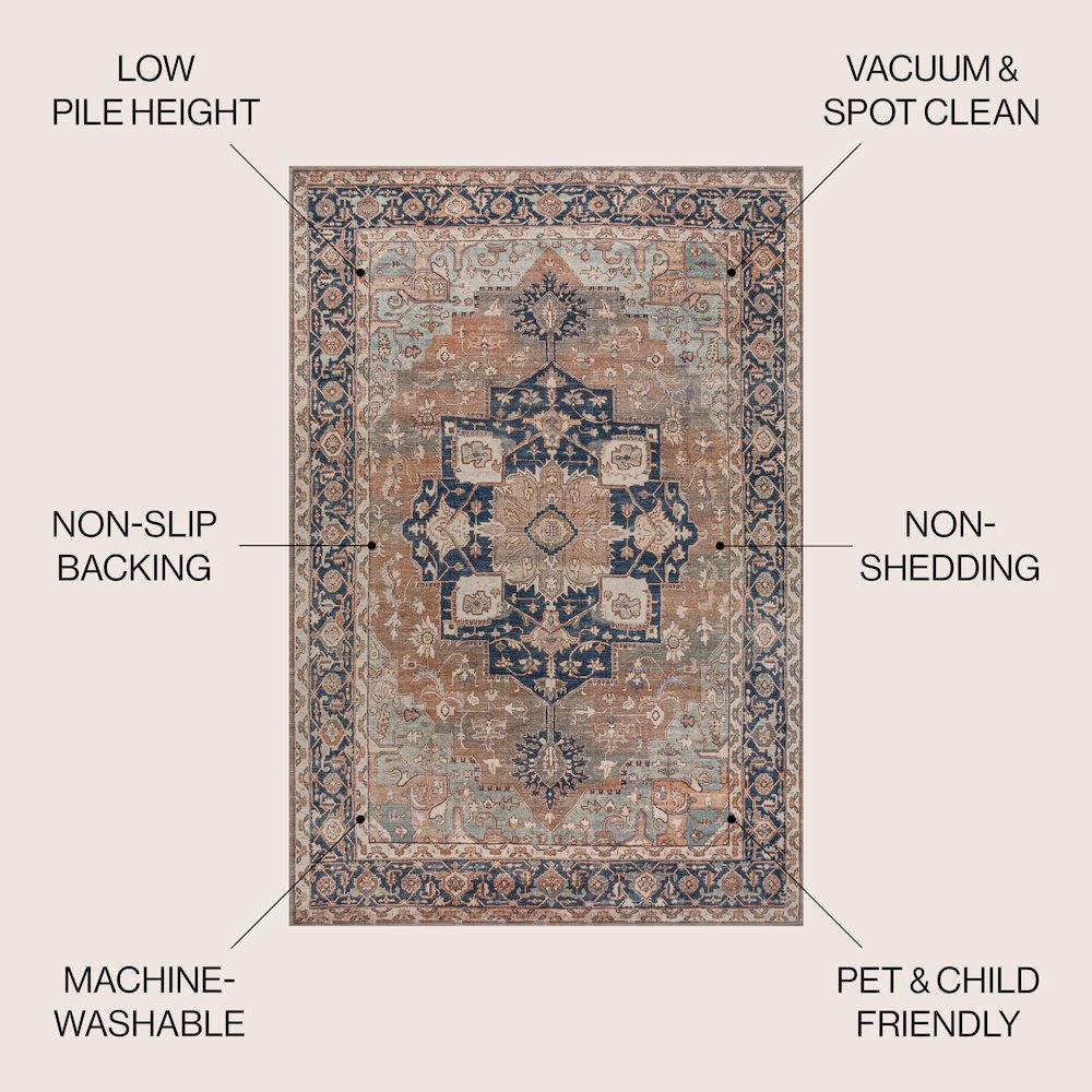 Maris Ornate Medallion Machine-Washable Area Rug