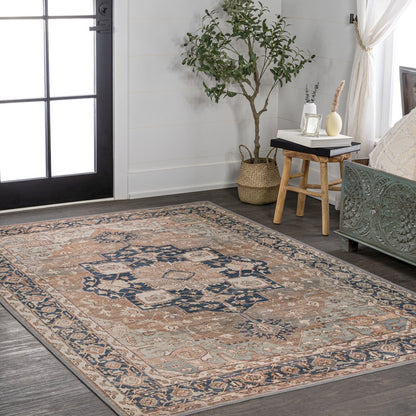 Maris Ornate Medallion Machine-Washable Area Rug