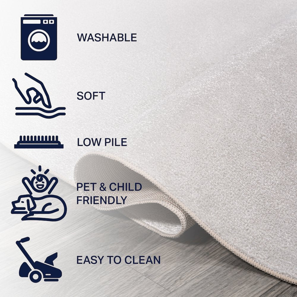 Twyla Classic Solid Low-Pile Machine-Washable Runner Rug