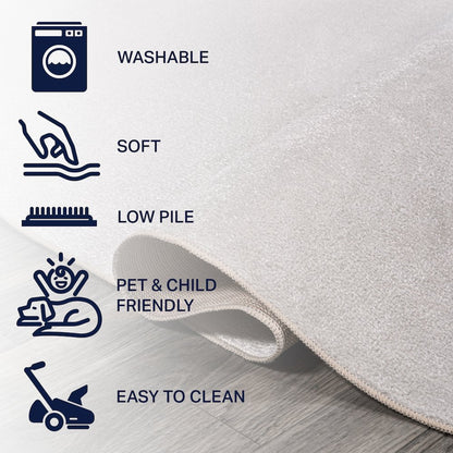 Twyla Classic Solid Low-Pile Machine-Washable Runner Rug