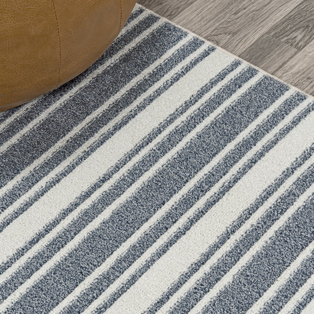 Fawning Two-Tone Striped Classic Low-Pile Machine-Washable Runner Rug