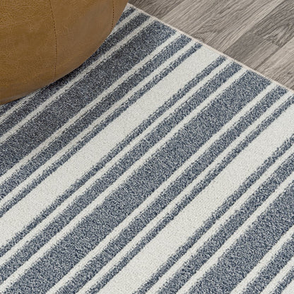 Fawning Two-Tone Striped Classic Low-Pile Machine-Washable Runner Rug