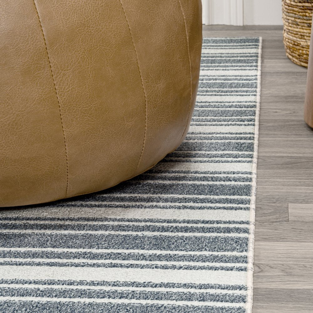 Fawning Two-Tone Striped Classic Low-Pile Machine-Washable Runner Rug