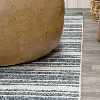 Fawning Two-Tone Striped Classic Low-Pile Machine-Washable Runner Rug
