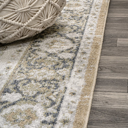 Keesha Bold Distressed Medallion Low-Pile Machine-Washable Runner Rug