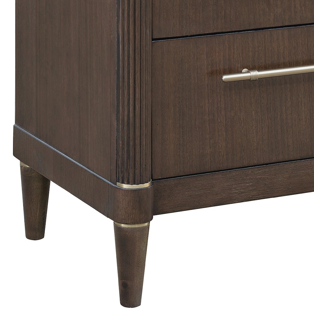 Asher Park 3 Drawer Nightstand, Piano Brown Finish