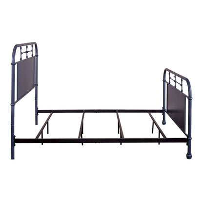 Vintage Series Queen Metal Bed- Navy in Distressed Metal