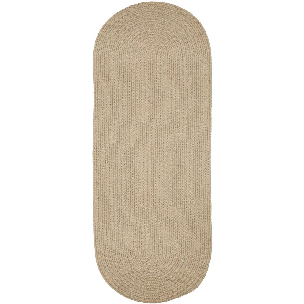 Solid Sand Wool 2X6 Oval