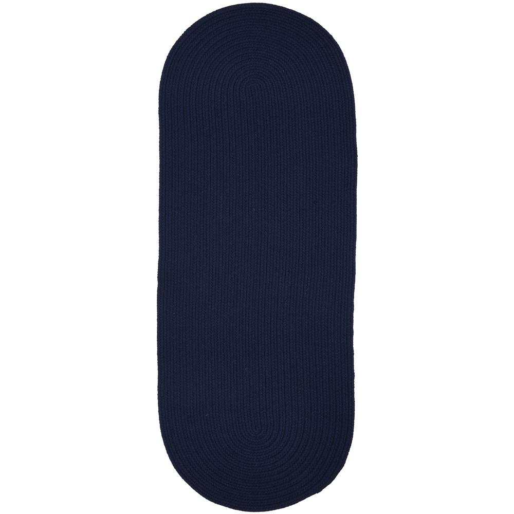 Solid Navy Wool 2X8 Oval