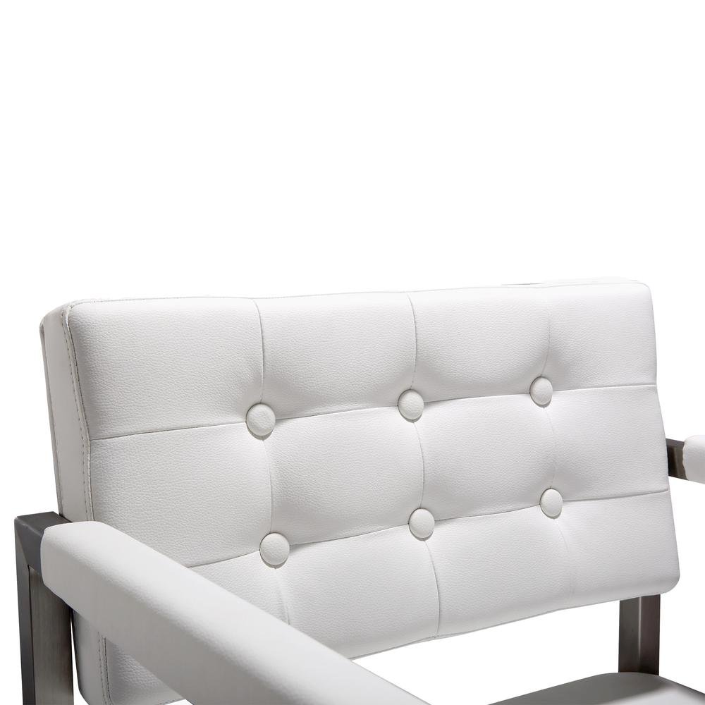 Contemporary White Steel Barstool with Armrests and Eco Leather Seat