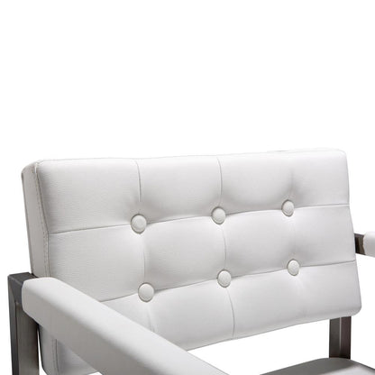 Contemporary White Steel Barstool with Armrests and Eco Leather Seat