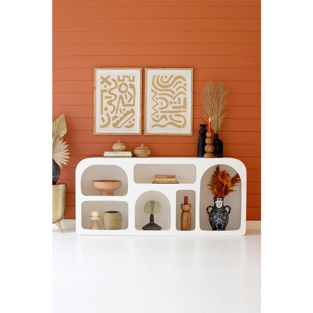 White Wood Cubbie Console Table
