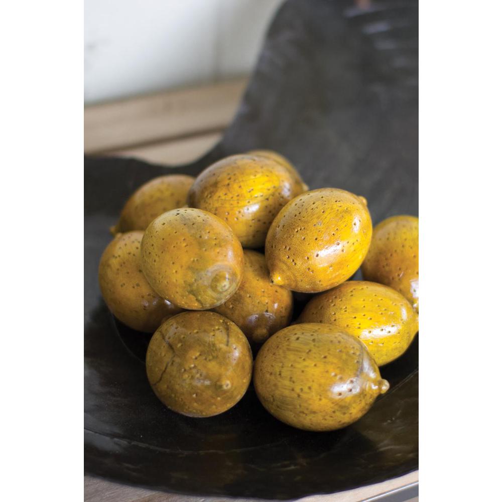 One Dozen Hand-Carved Wooden Lemons