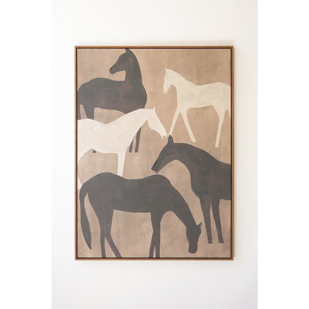 Framed Painting Five Horses