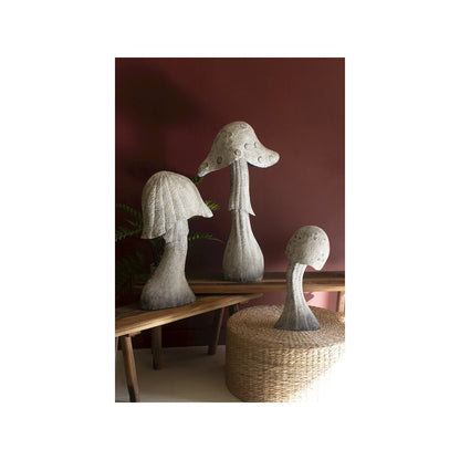 Set Of Three Rustic Metal Mushrooms