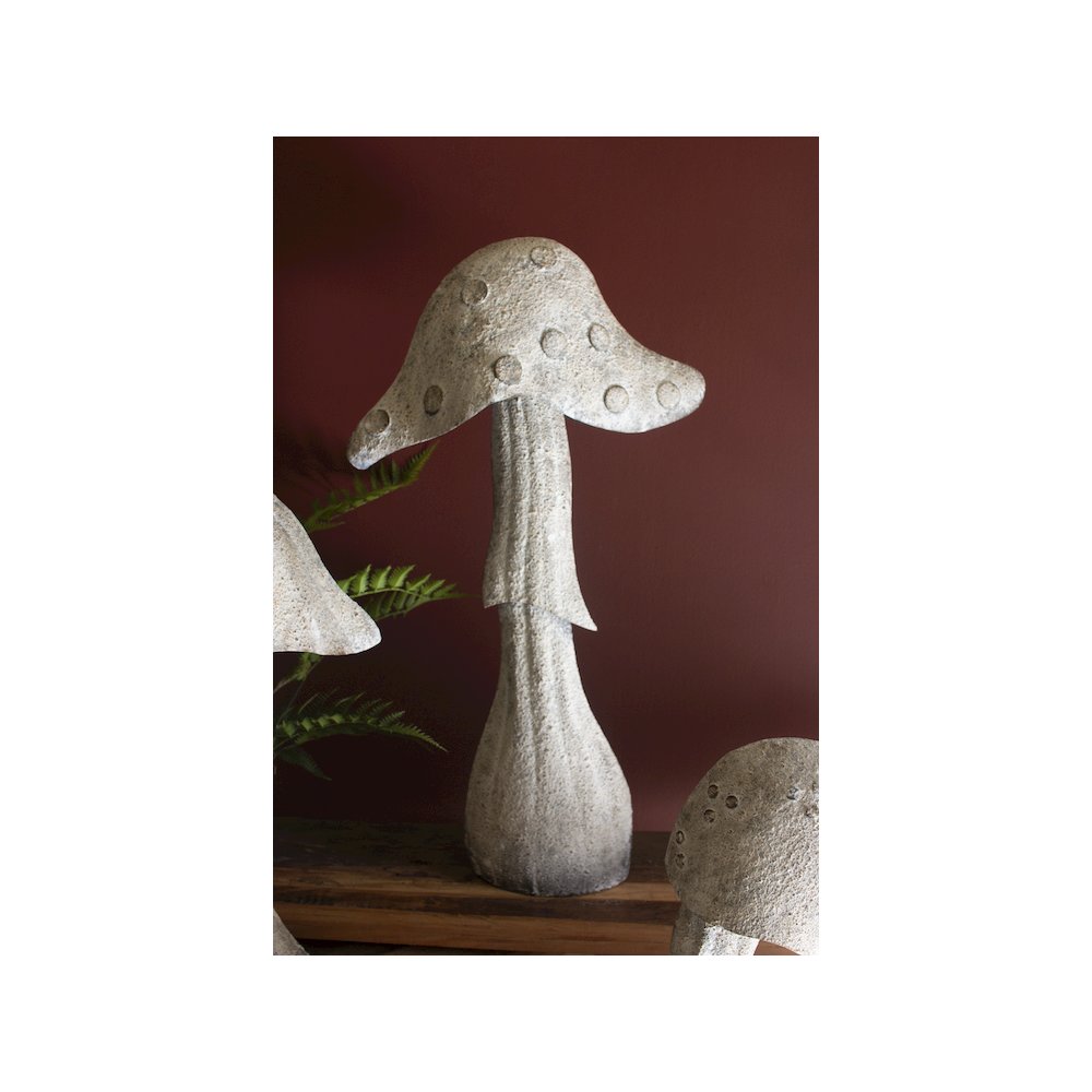 Set Of Three Rustic Metal Mushrooms