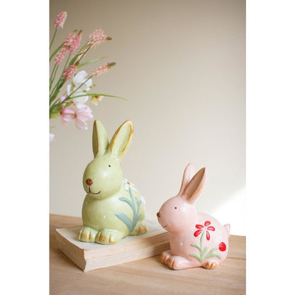 Set Of Two Colorful Faux Concrete Bunnies