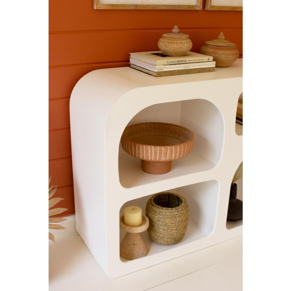 White Wood Cubbie Console Table