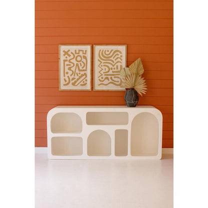 White Wood Cubbie Console Table