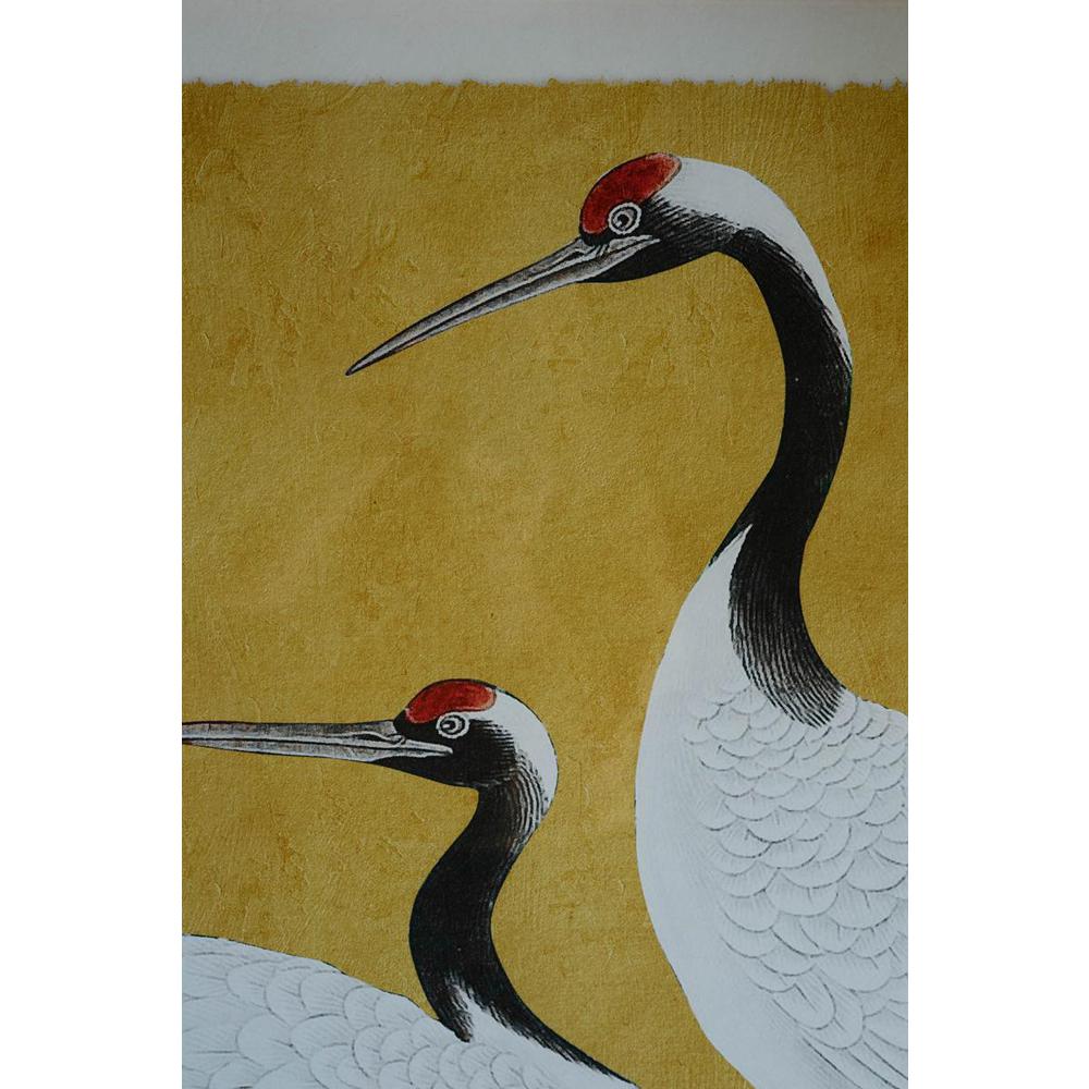 Set 2 Framed Prints Under Glass -Black White And Red Herons