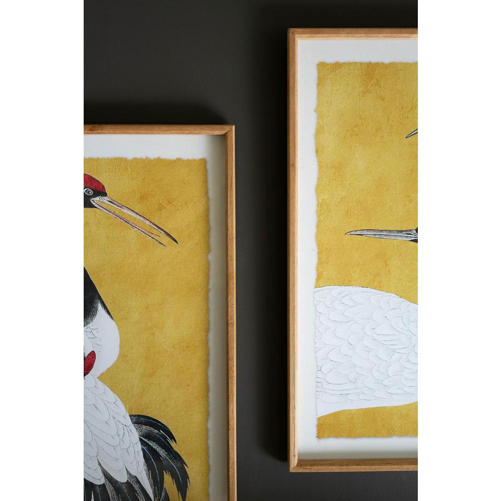 Set 2 Framed Prints Under Glass -Black White And Red Herons