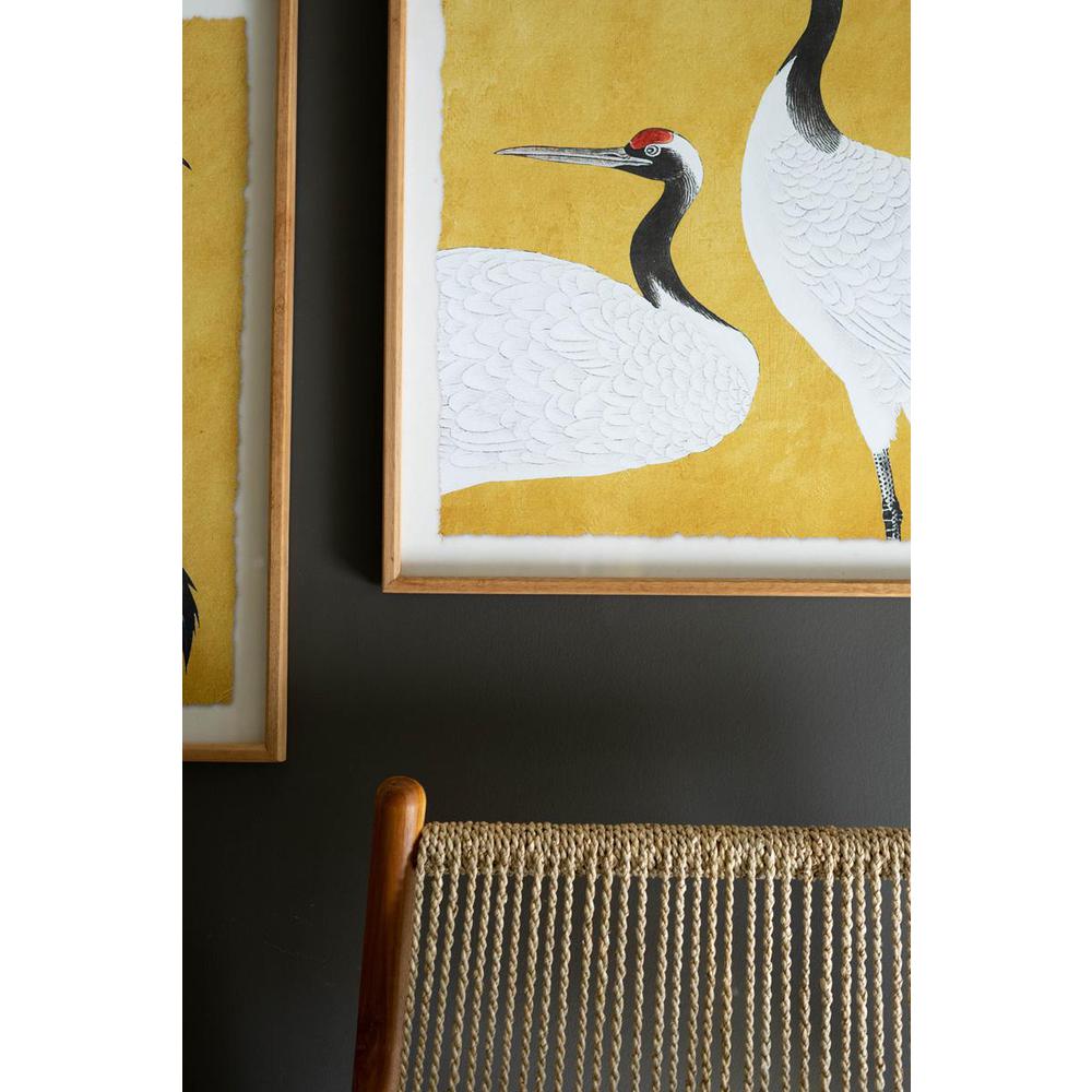 Set 2 Framed Prints Under Glass -Black White And Red Herons