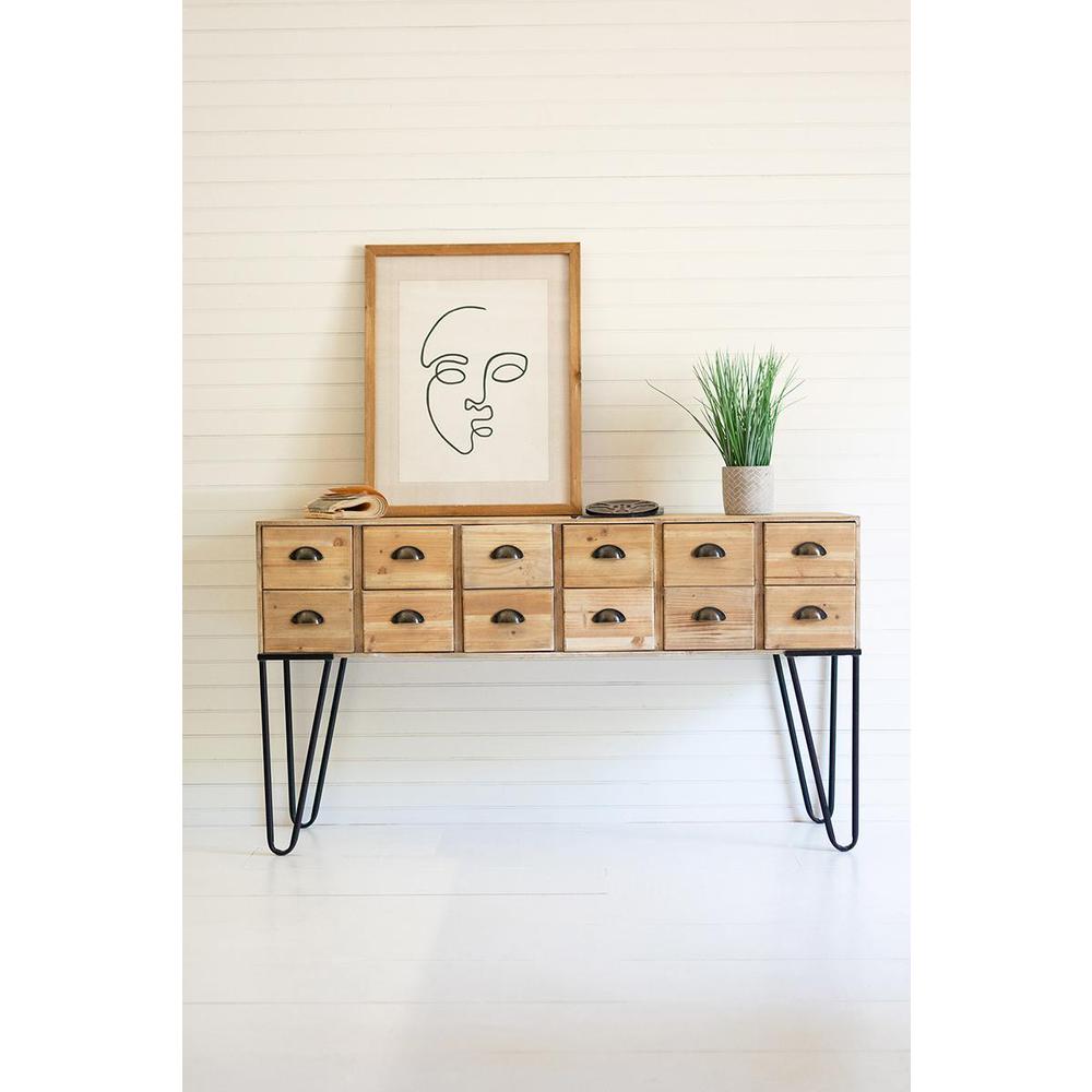 Chest Of 12  Wooden Drawers With Iron Legs