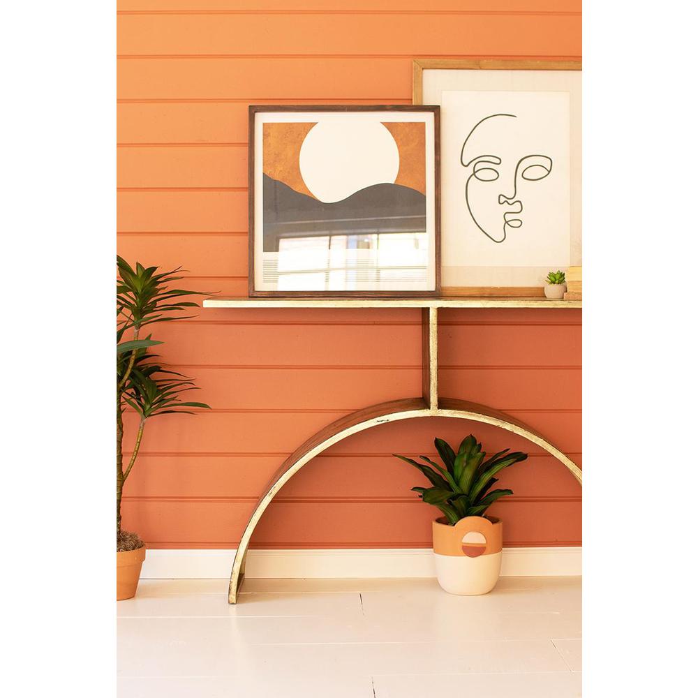 Antique Brass Console Table With Arched Base