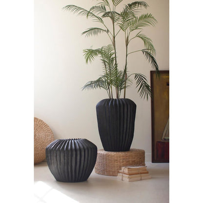 Short Stone Composite Urn - Black