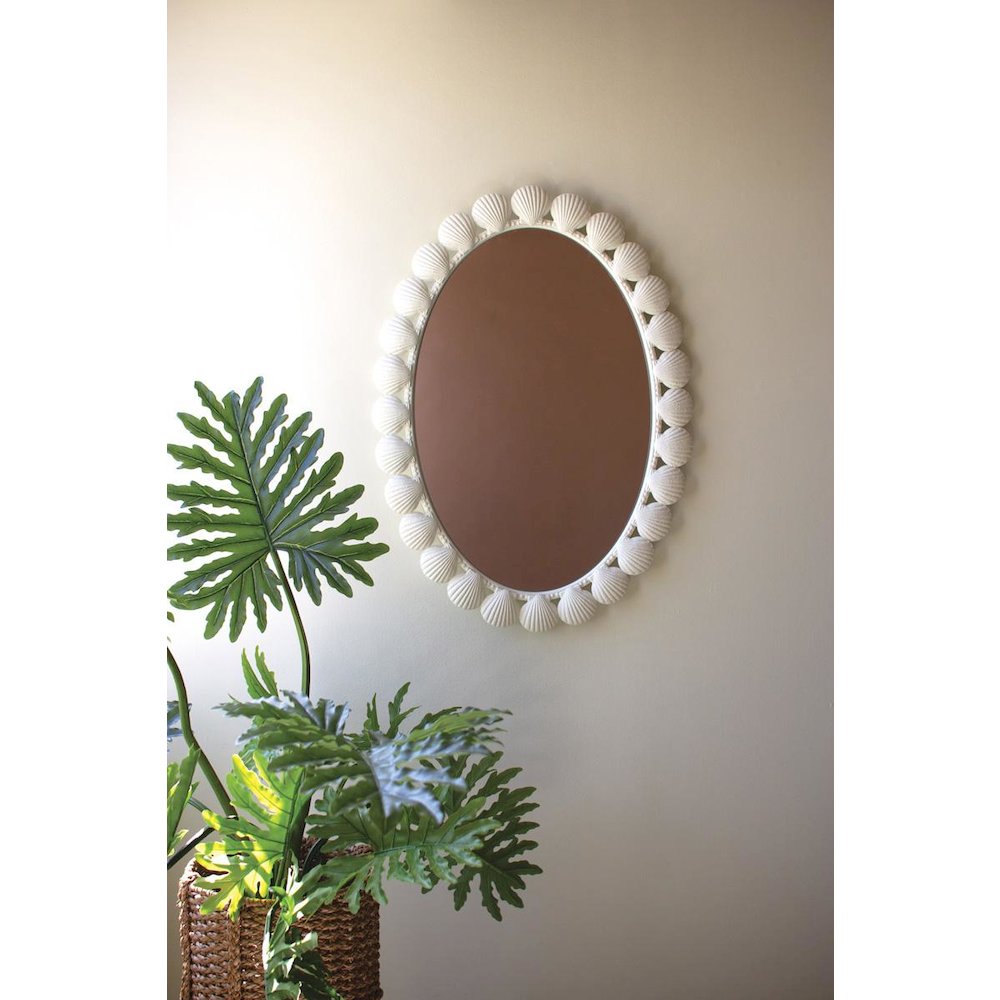 Metal Shell Framed Oval Mirror