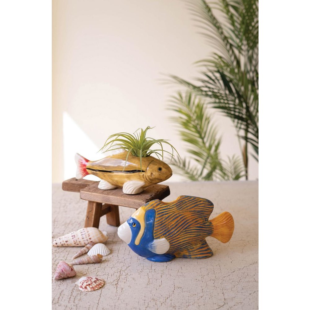Set Of Two Ceramic Fish Vases