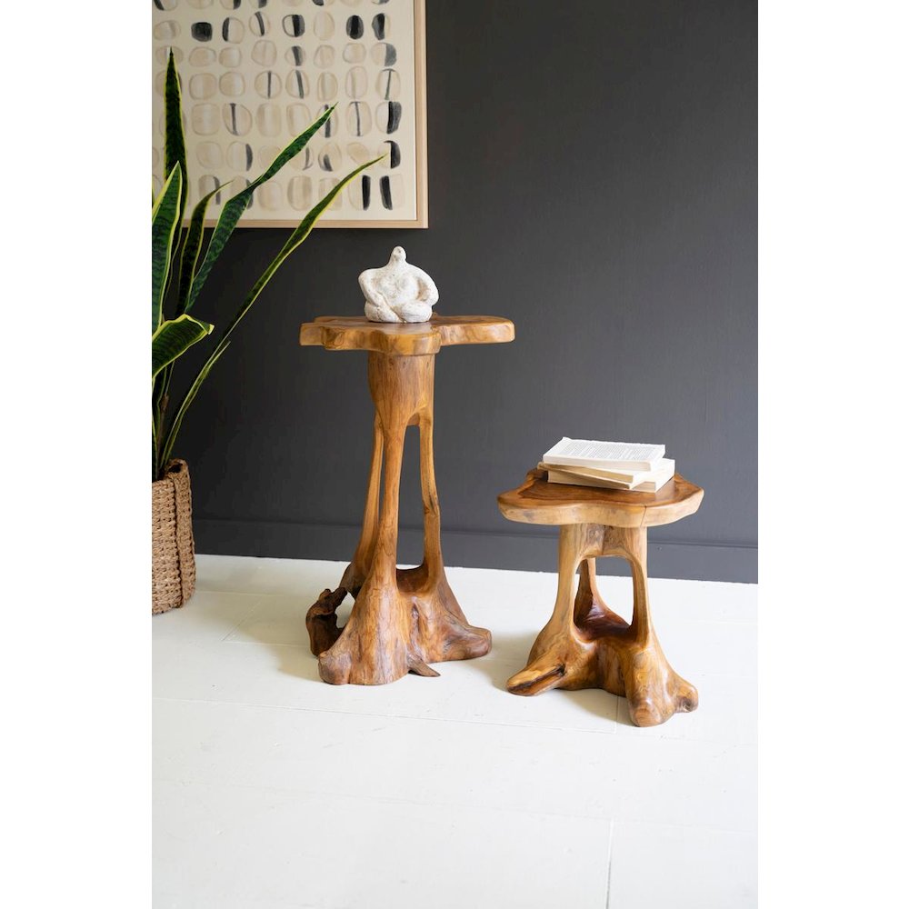 Set Of Two Organic Teakwood Accent Tables