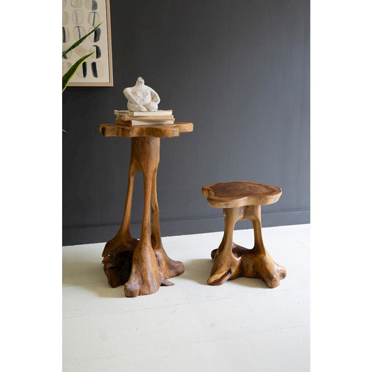 Set Of Two Organic Teakwood Accent Tables
